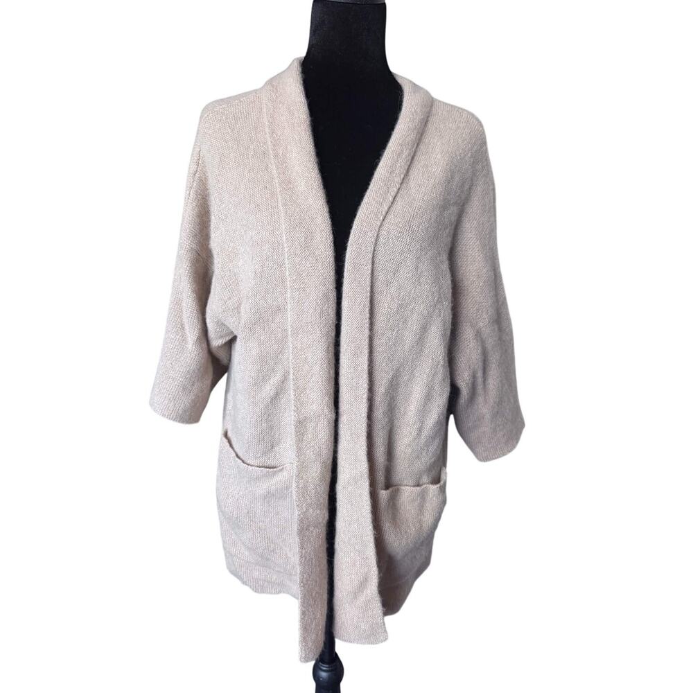 AS-IS Peruvian Connection Alpaca Wool Cardigan Sweater Beige Open Front XL
